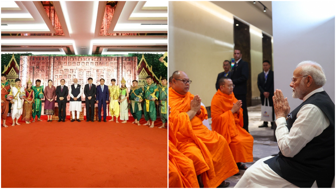 PM Modi Witnesses Laotian Ramayan Performance, Receives Blessings From Buddhist Monks During Laos Visit