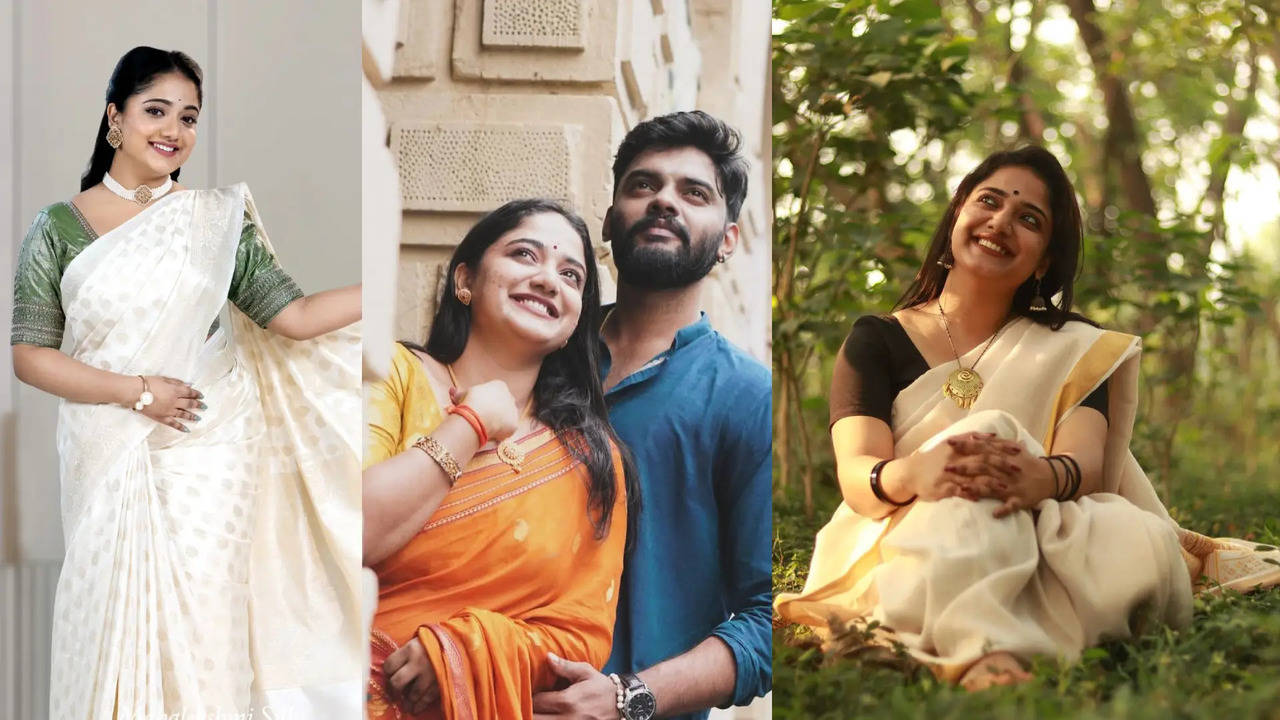 cinema serial actress veena p nair new video with fiance vaishnav goes viral in social  media