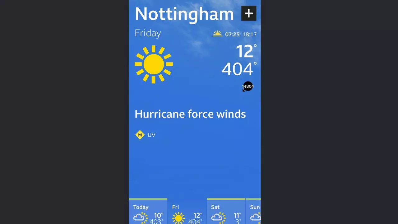 BBC weather app shows wild predictions for Nottingham