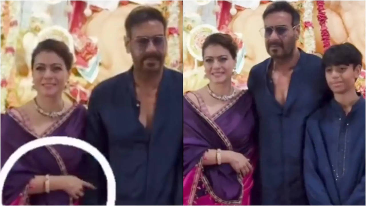 Kajol Pinching Ajay Devgn To Hold Her At Durga Puja Pandal Grabs Fans' Attention: Typical Biwi Things!