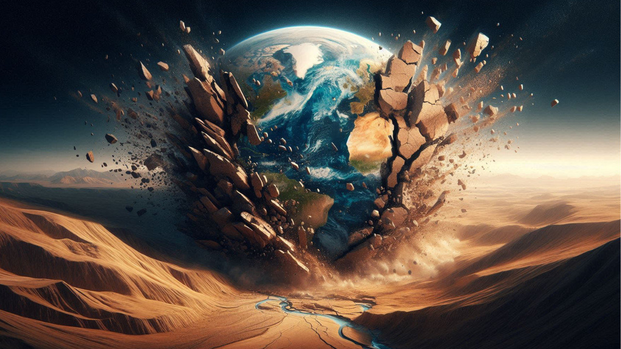 Earth's continental crust breaking apart (AI generated Image)