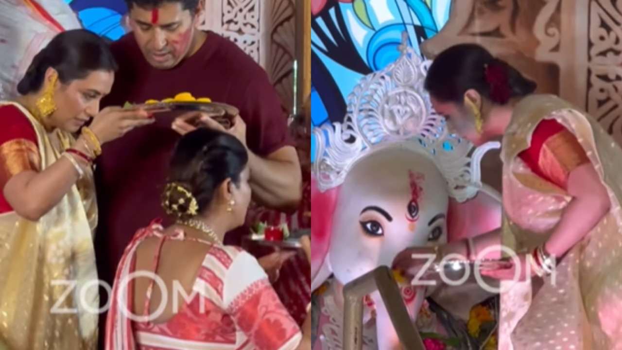 Durga Puja 2024: Rani Mukerji Enjoys Sindoor Khela In Traditional Bengali Saree. WATCH