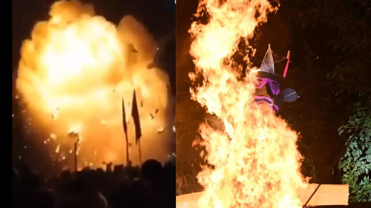 Effigie of the demon king went up in flames at open grounds