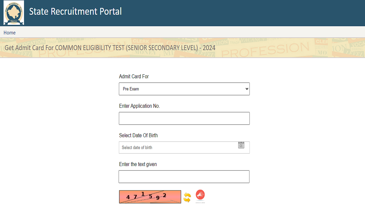 RSMSSB CET Admit card