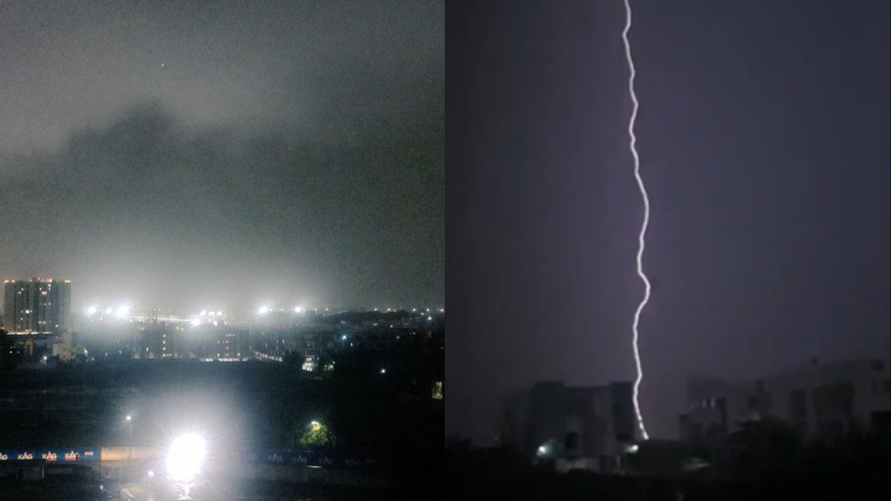 Many users shared visuals of lightning in Chennai.