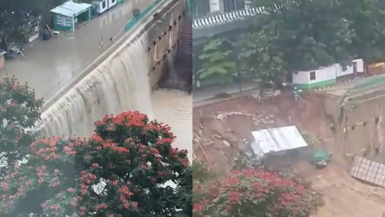 Construction Site Near Manyata Tech Park Transforms Into Waterfall