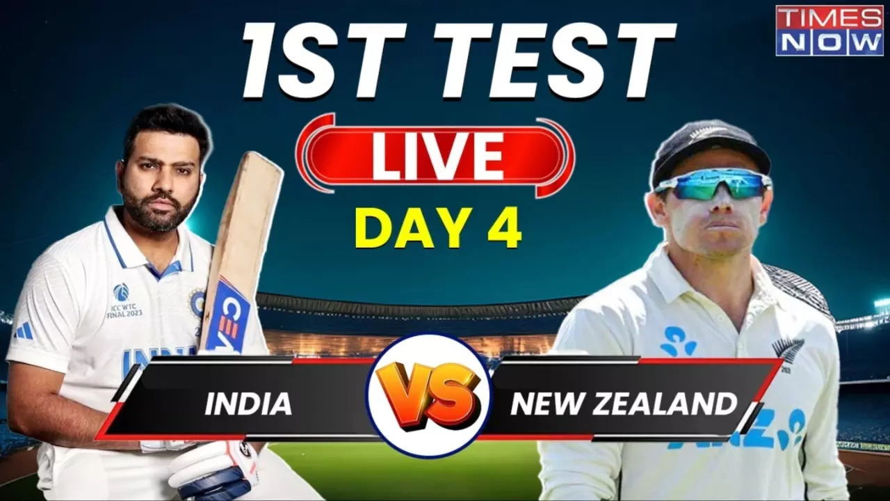 India vs New Zealand 1st Test Day 4 LIVE Sarfaraz Khan-Rishabh Pant Bring Up Hundred-Run Partnership