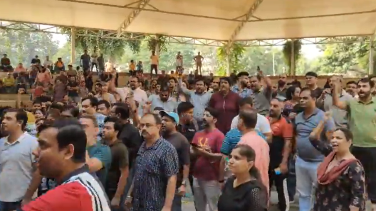 Parents outside Noida school