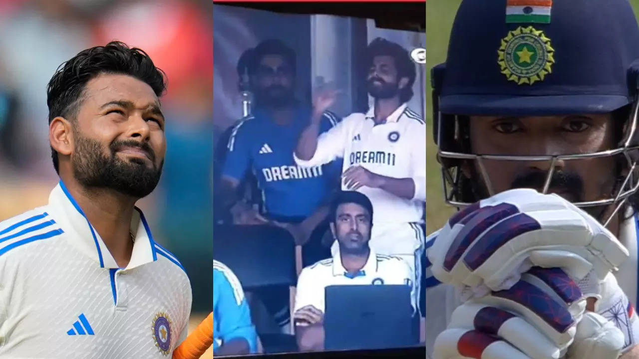 ind vs nz: kohli, gambhir in disbelief, kl rahul down on hunches after'freak' rishabh pant dismissal on 99: watch