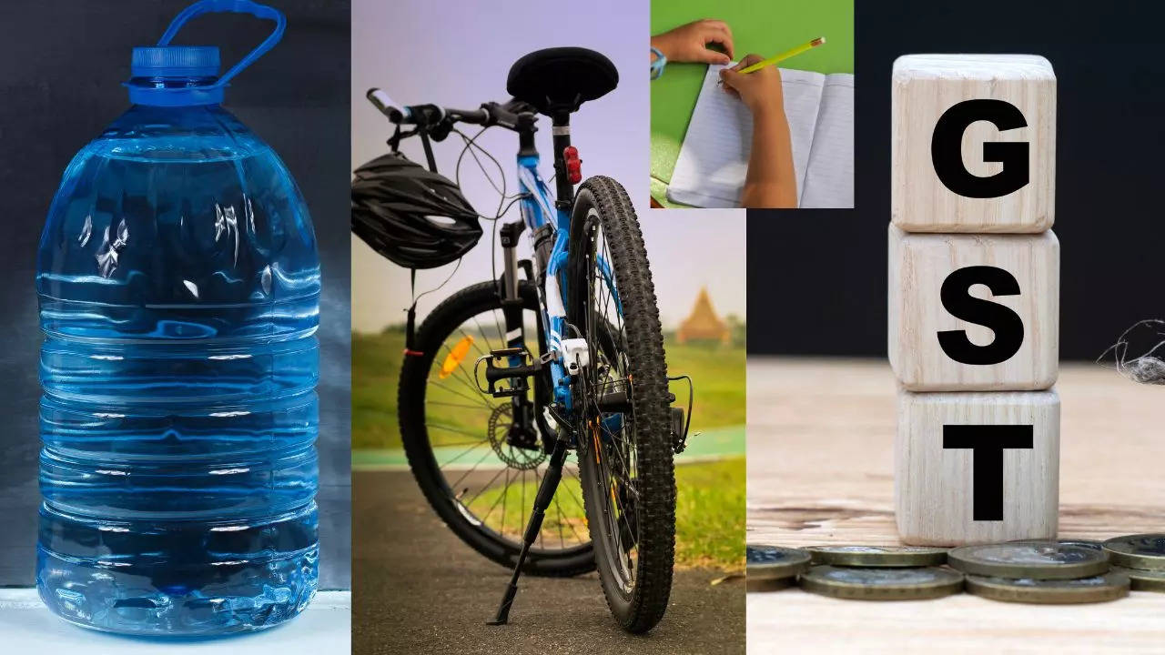 Bicycles, practice notebook, water bottles