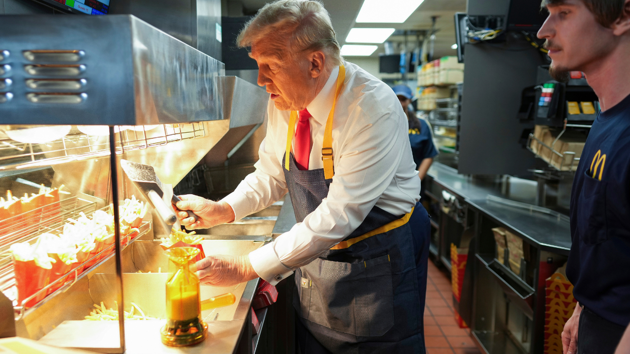 Donald Trump Serves At Pennsylvania McDonald's