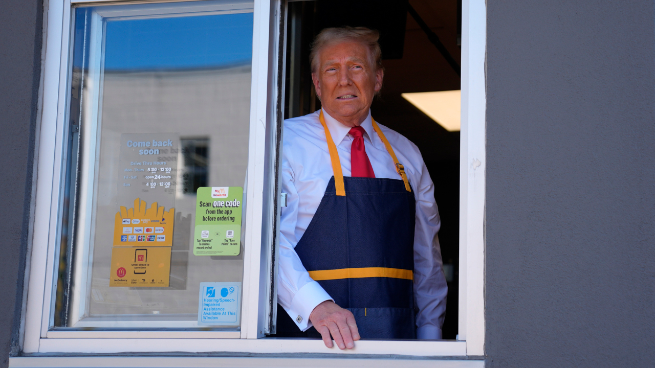 Donald Trump serving at McDonald's on Sunday