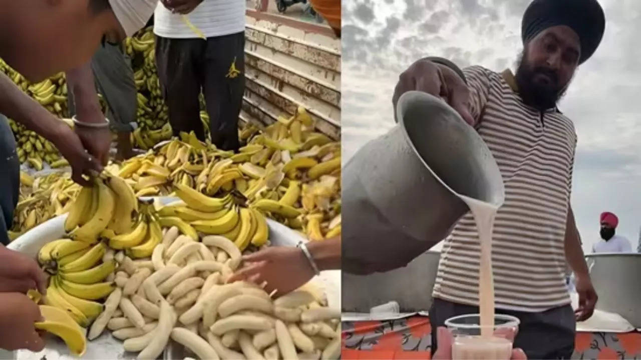 amritsar sikh men serve banana milkshake in langar, video goes viral