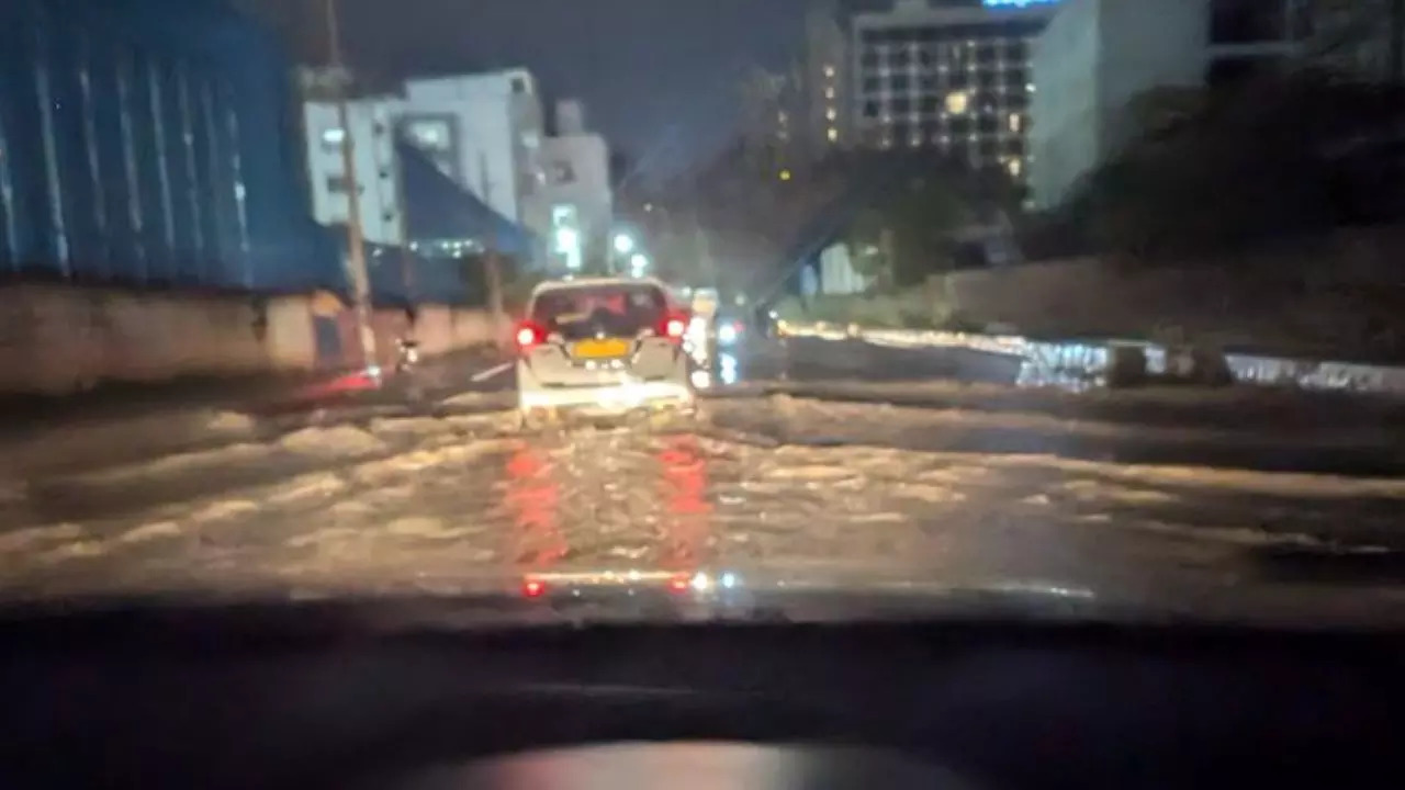 Bengaluru rains: The investor shared a photo from inside a car, of a flooded road in Bengaluru.