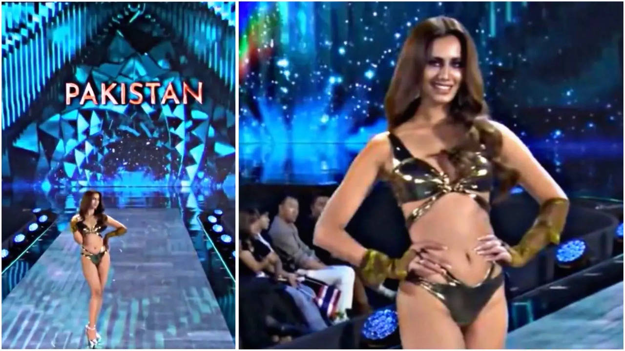 Pakistani model Roma Michael walks the ramp in a bikini