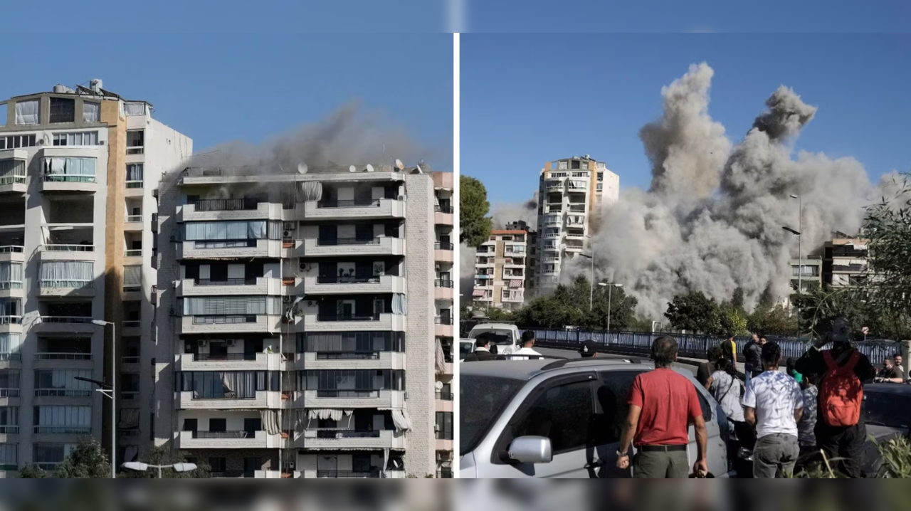 Beirut Residential Building Collapses Within Seconds After Israeli Airstrikes