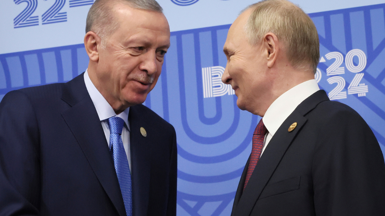 Turkey's Erdogan and Russia's Vladimir Putin at BRICS