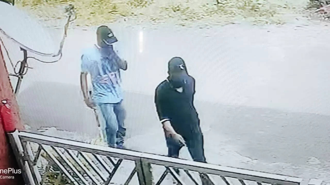 The two kidnappers seen entering the house, before fleeing with two minors from the residence