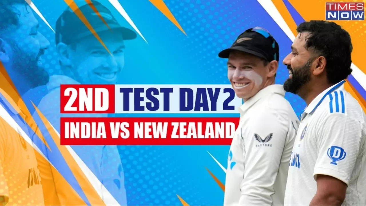 India vs New Zealand 2nd Test Day 2 Highlights New Zealand Lead by 301 Runs At Stumps As Indias Invicible Home Record Nears End