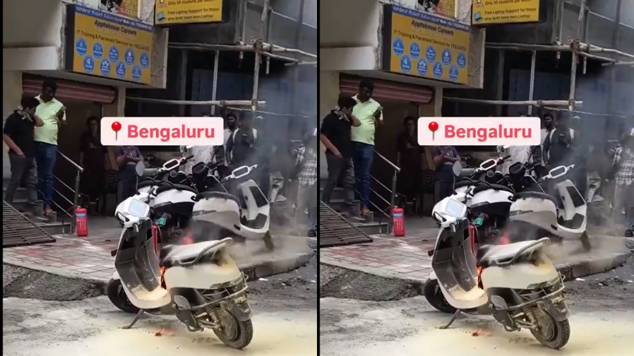 VIDEO- Ola Scooter Catches Fire outside its own Showroom in Bengaluru; Frustrated Customers Slam Founder | Times Now