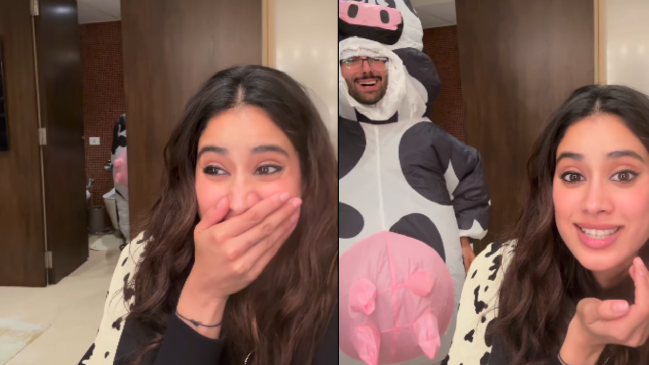 ​Janhvi Kapoor Can't Stop Laughing As Orry Dresses Up As Cow Instead of Cowgirl. Riddima Sahni, Kanika Kapoor REACT​ (Image Credit: Instagram)