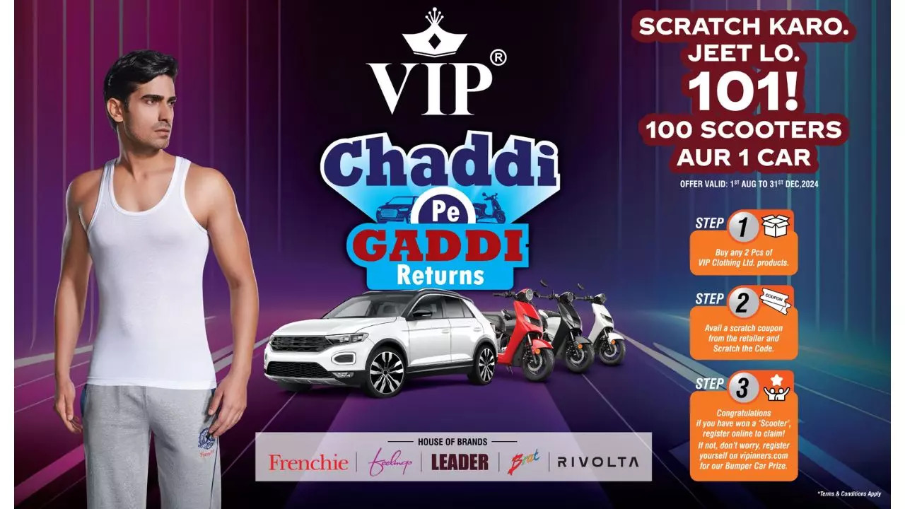 VIP Clothing Ltd. Gives Away 1 Car, 100 Scooters and 1000 Surprise Gifts with the ‘Chaddi Pe Gaddi Returns’ Offer!