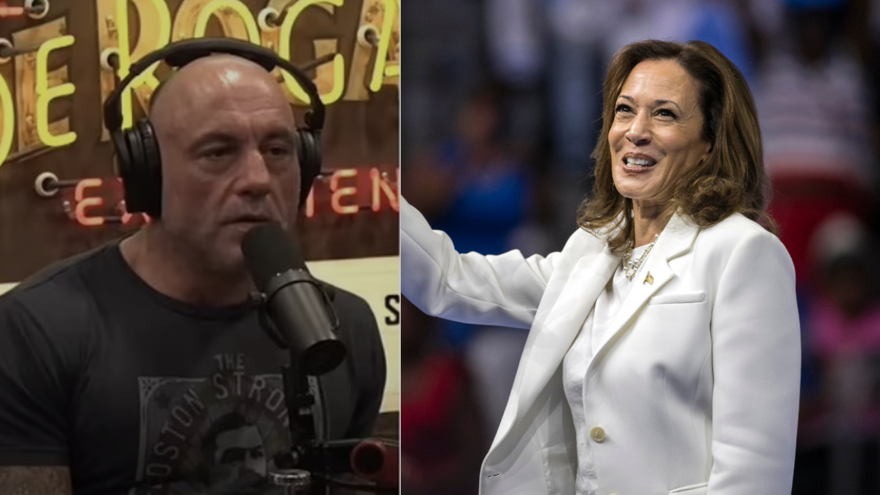 Joe Rogan and Kamala Harris