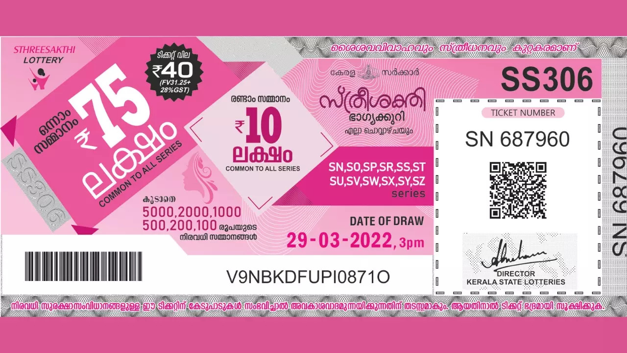 Shtree Sakthi SS-439 includes a first prize worth Rs. 75 lakh. | Shtree Sakthi lottery ticket sample, courtesy of Kerala Lottery