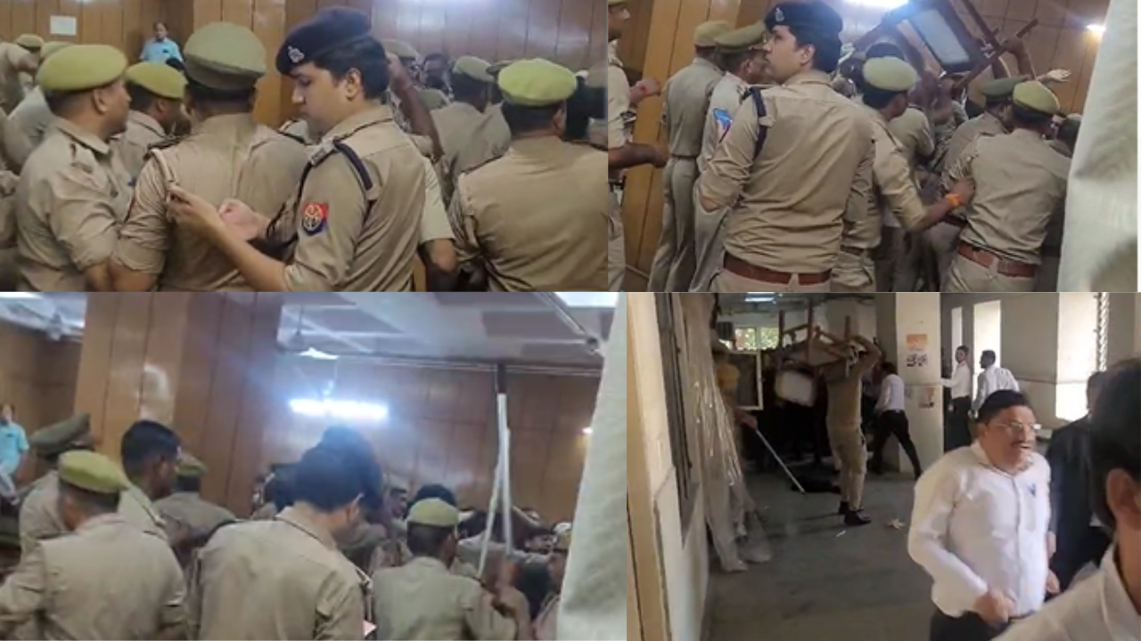 wach cops lathi charge threaten to throw chair on lawyers in ghaziabad court district judge what happened