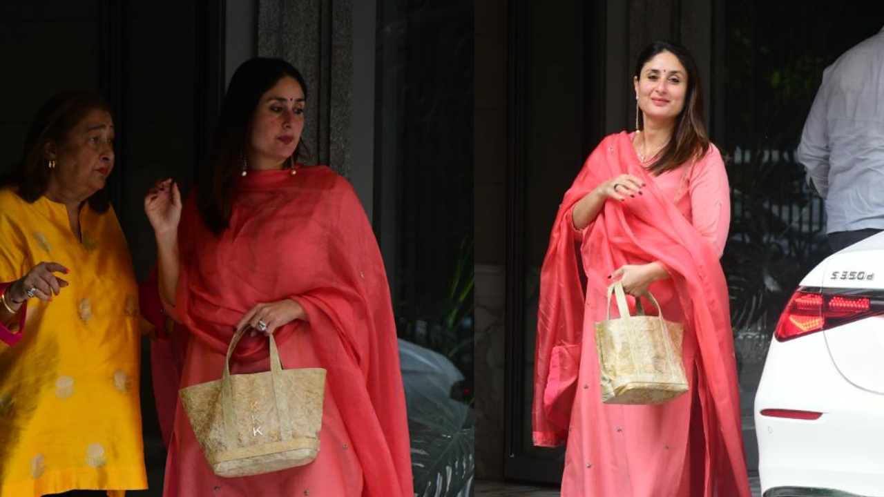 Kareena Kapoor's Off-Duty Rs 18,000 Peach Kurta Set Is An Easy-Breezy Choice For Running Errands In The City