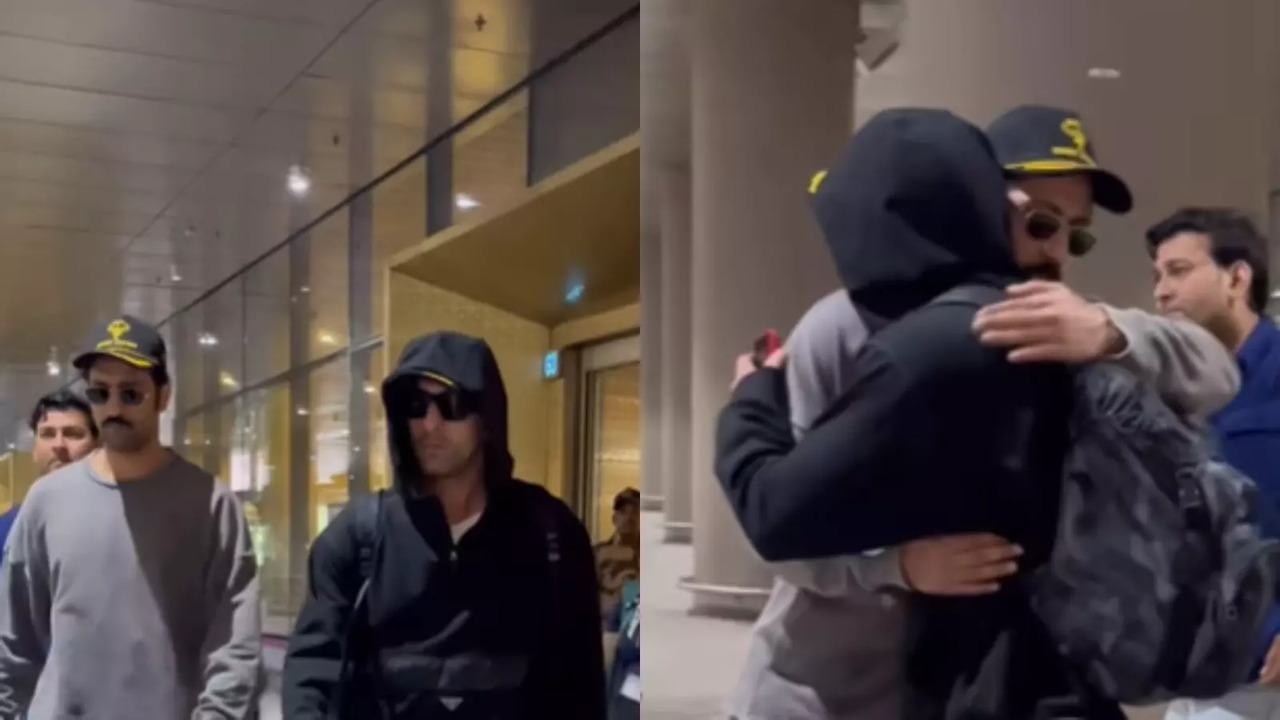 Love & War: Ranbir Kapoor And Vicky Kaushal Show Brotherhood, Exchange Hug At The Airport - WATCH