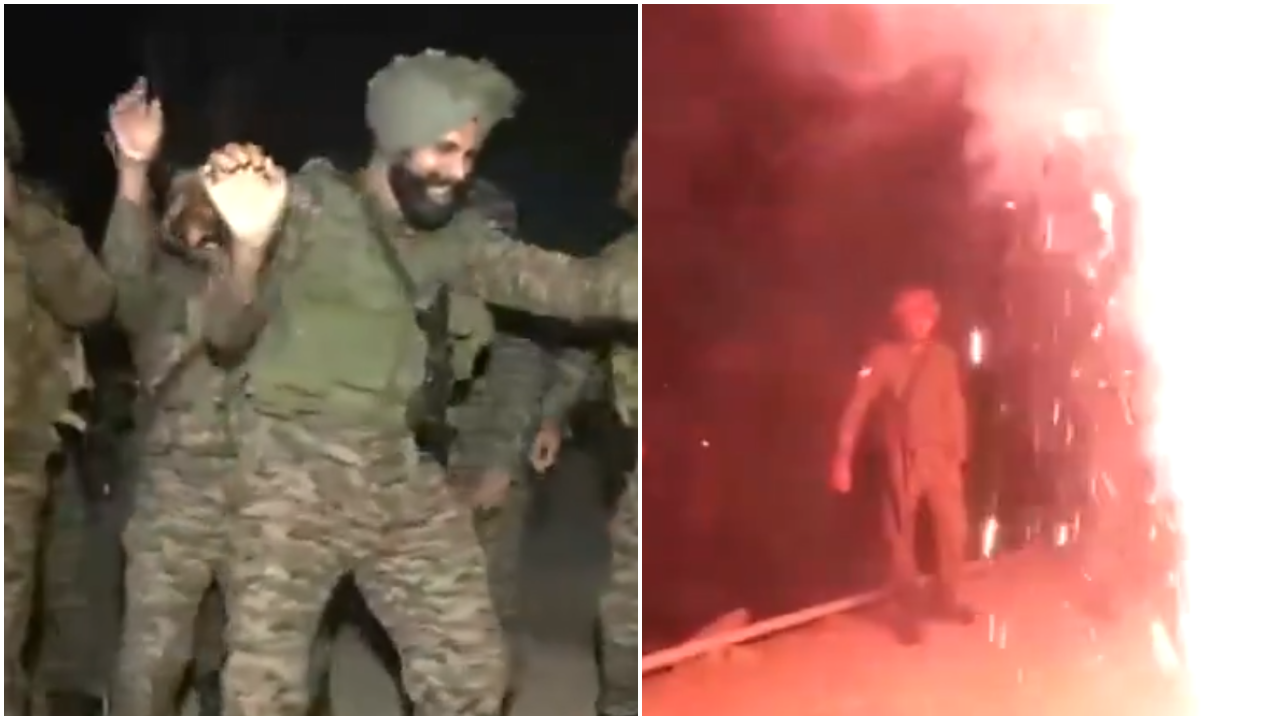 diwali festivities at the loc: indian soldiers dance and light up the night with crackers - watch