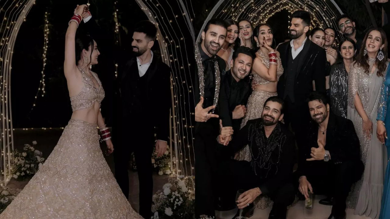 Surbhi Jyoti Turns Golden Girl For Wedding Reception With Sumit Suri, See Pics