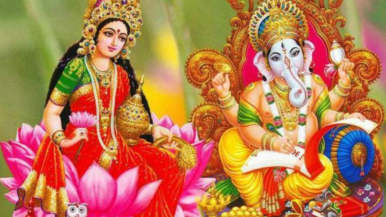 Devi Lakshmi and Lord Ganesha