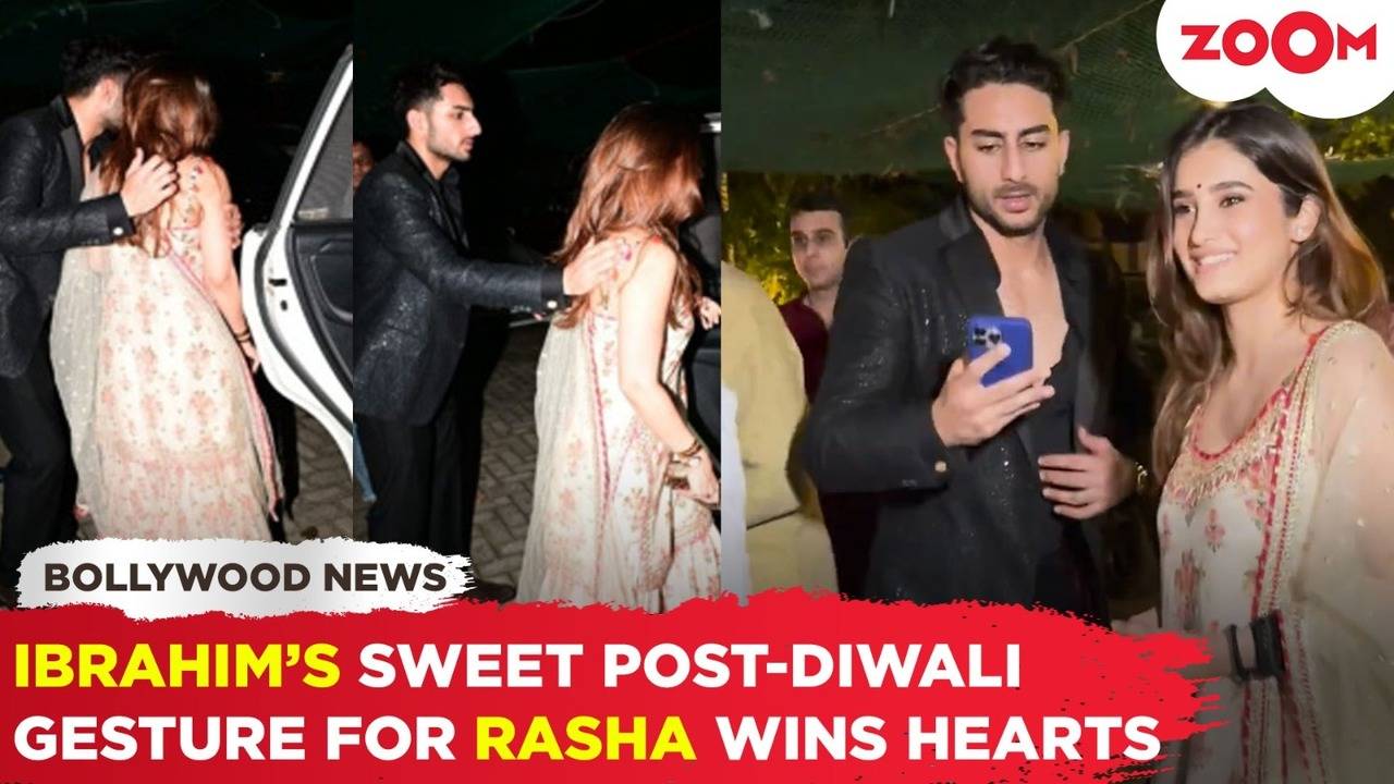 ibrahim ali khan's cute gesture for rasha thadhani post diwali bash melts hearts; fans react!