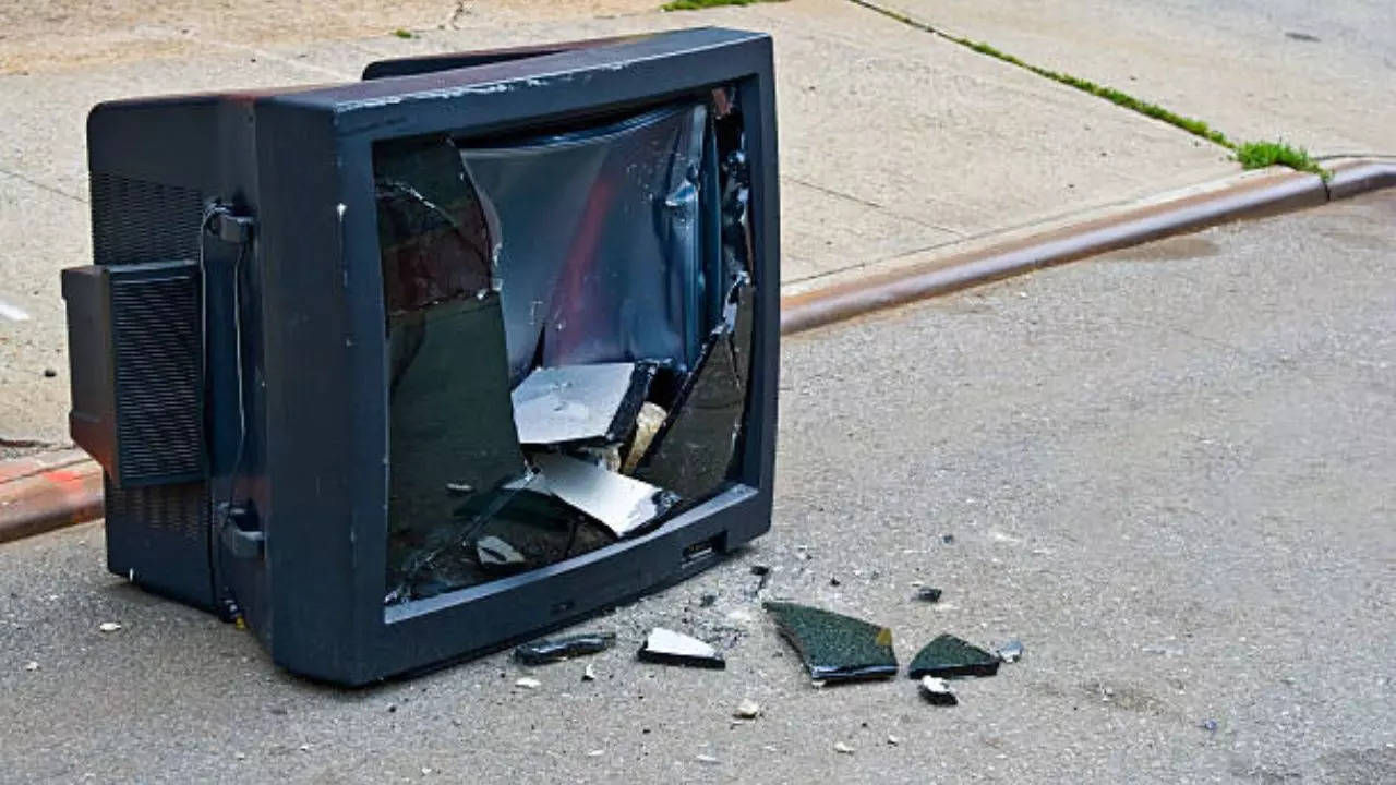 'can i break this': pune civic body officials watch in disbelief as man smashes tv