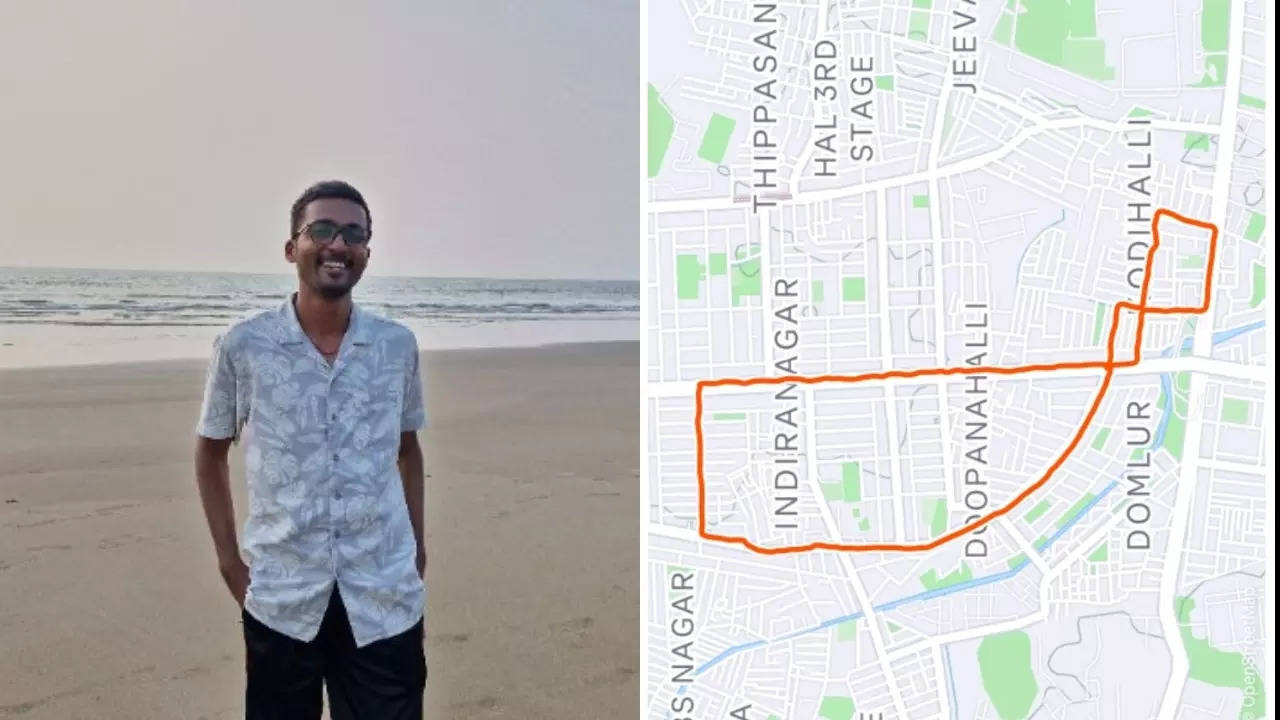 Reddy blamed the streets of Bengaluru for the odd, toilet-like shape of his GPS art. | @thilak_ch/X