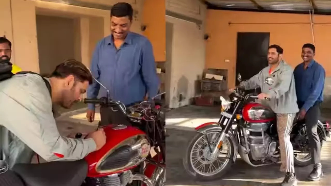 MS Dhoni Blown Away By Fan's Superbike, Takes It Off For A Spin After Autographing: Watch