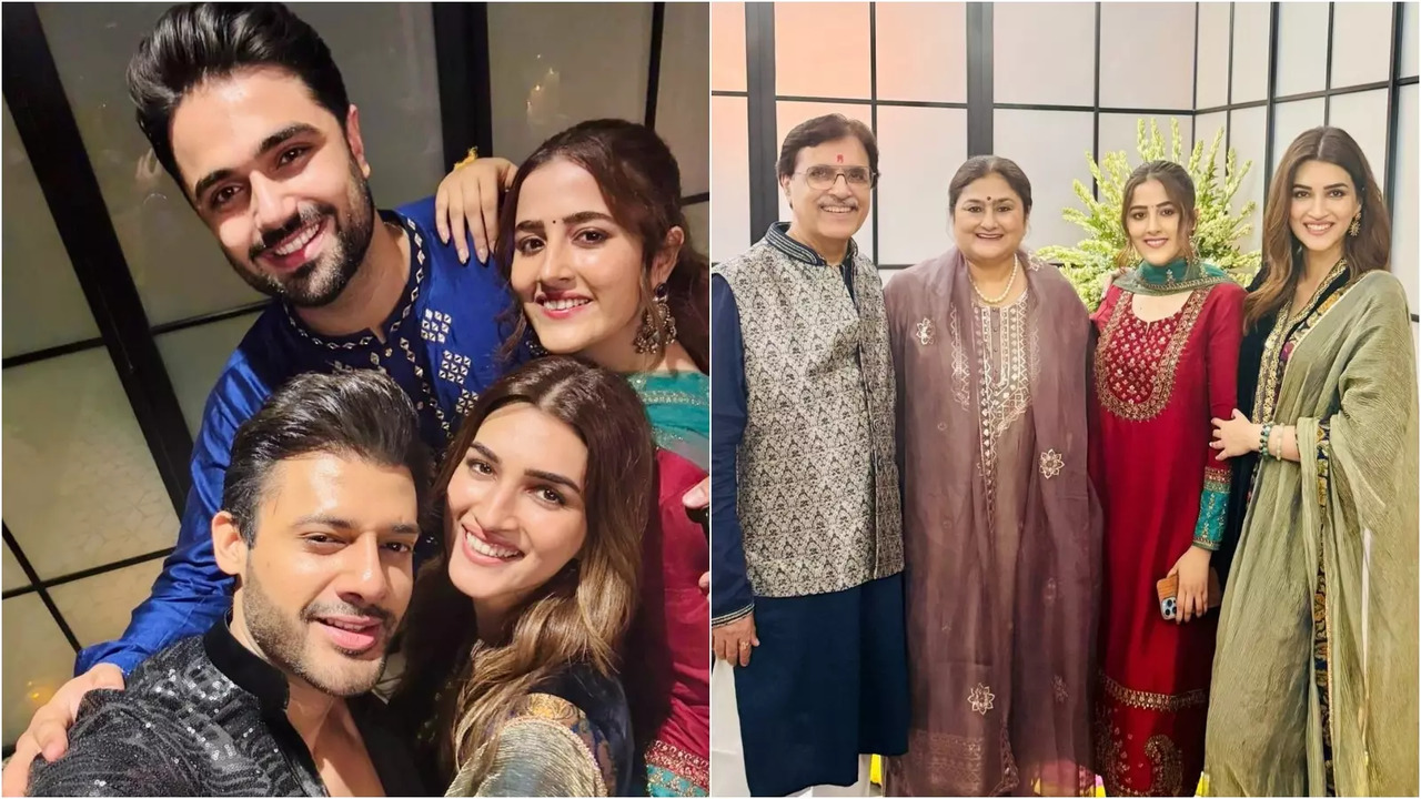 Kriti Sanon's Rumoured Beau Kabir Bahia Holds Her Close As He Celebrates Diwali 2024 With Actress' Family