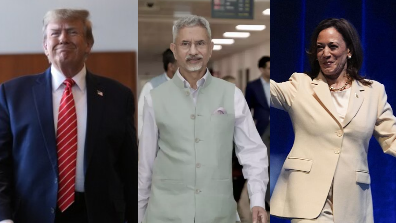 Former US President, India's EAM S Jaishankar, US Vice President Kamala Harris ( Left to Right)