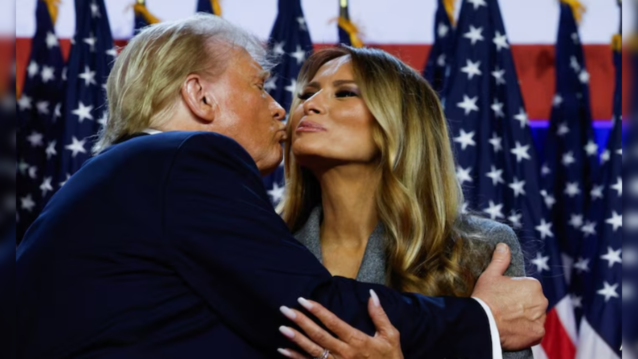 Donald Trump thanked Melania with a hug and kiss during his victory speech