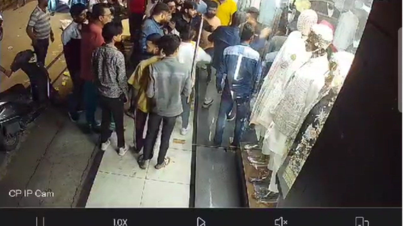 on cctv 2 shop owners clash in delhi's gandhi nagar over hiring dispute