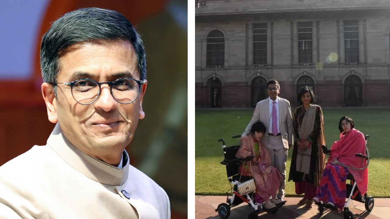 (L) CJI DY Chandrachud (R) with his two foster daughters