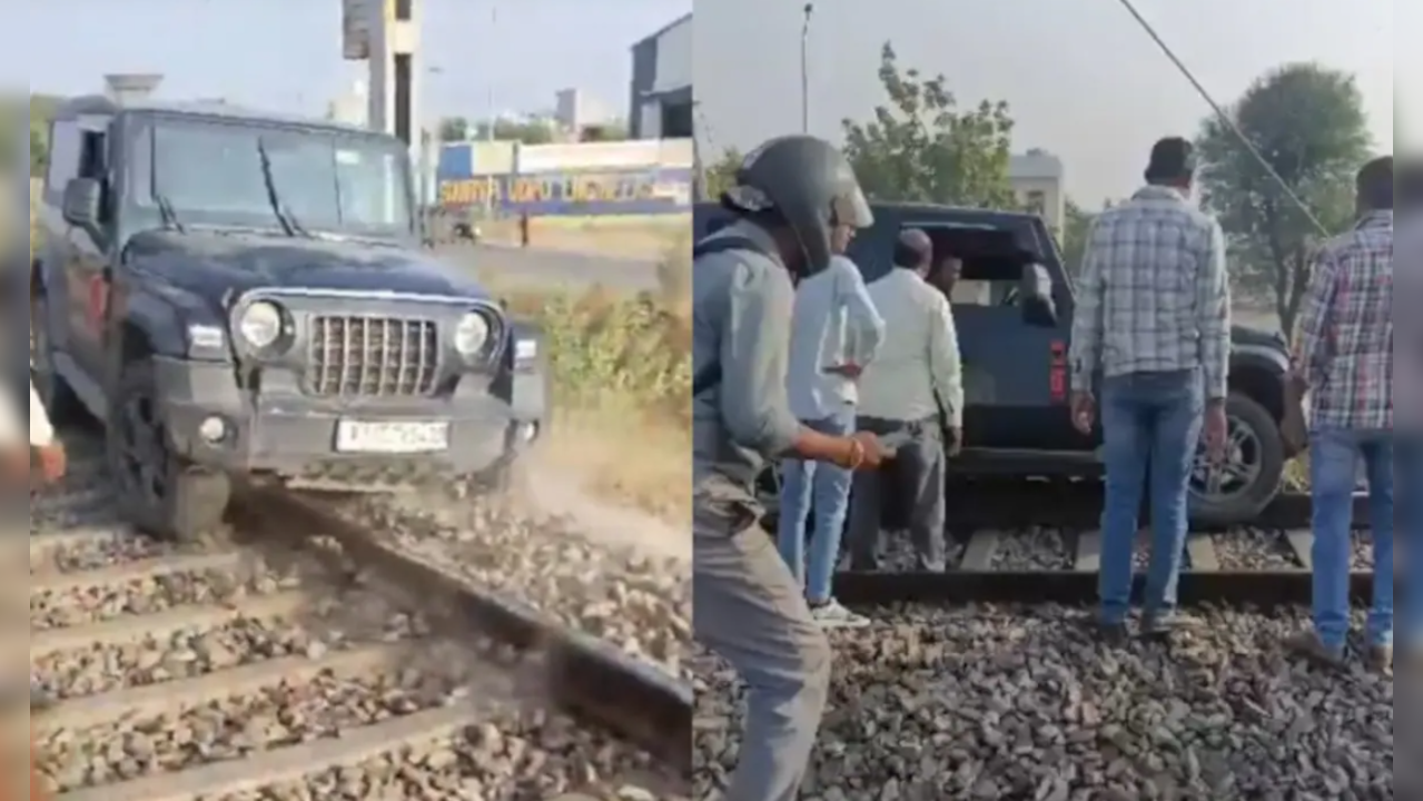 Drunk Man Drives Thar On Railway Track in Jaipur