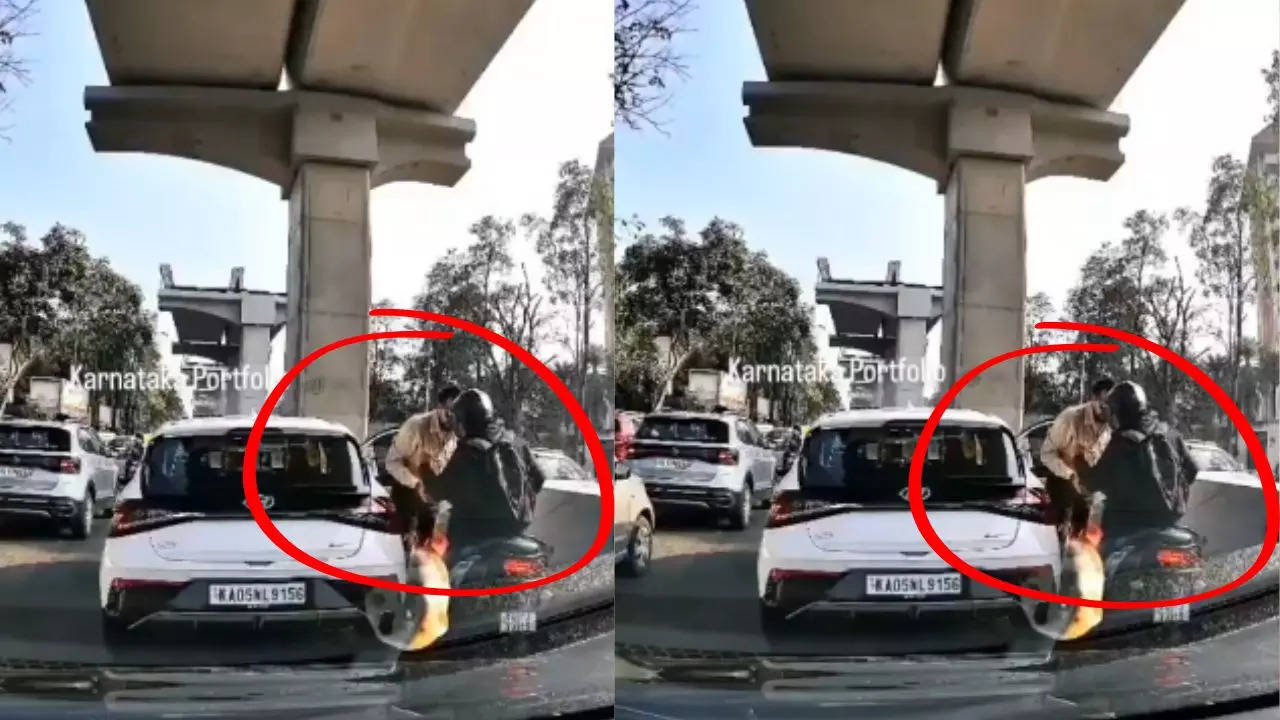 'stay away from roads': car dashcam records road rage incident in bengaluru, video