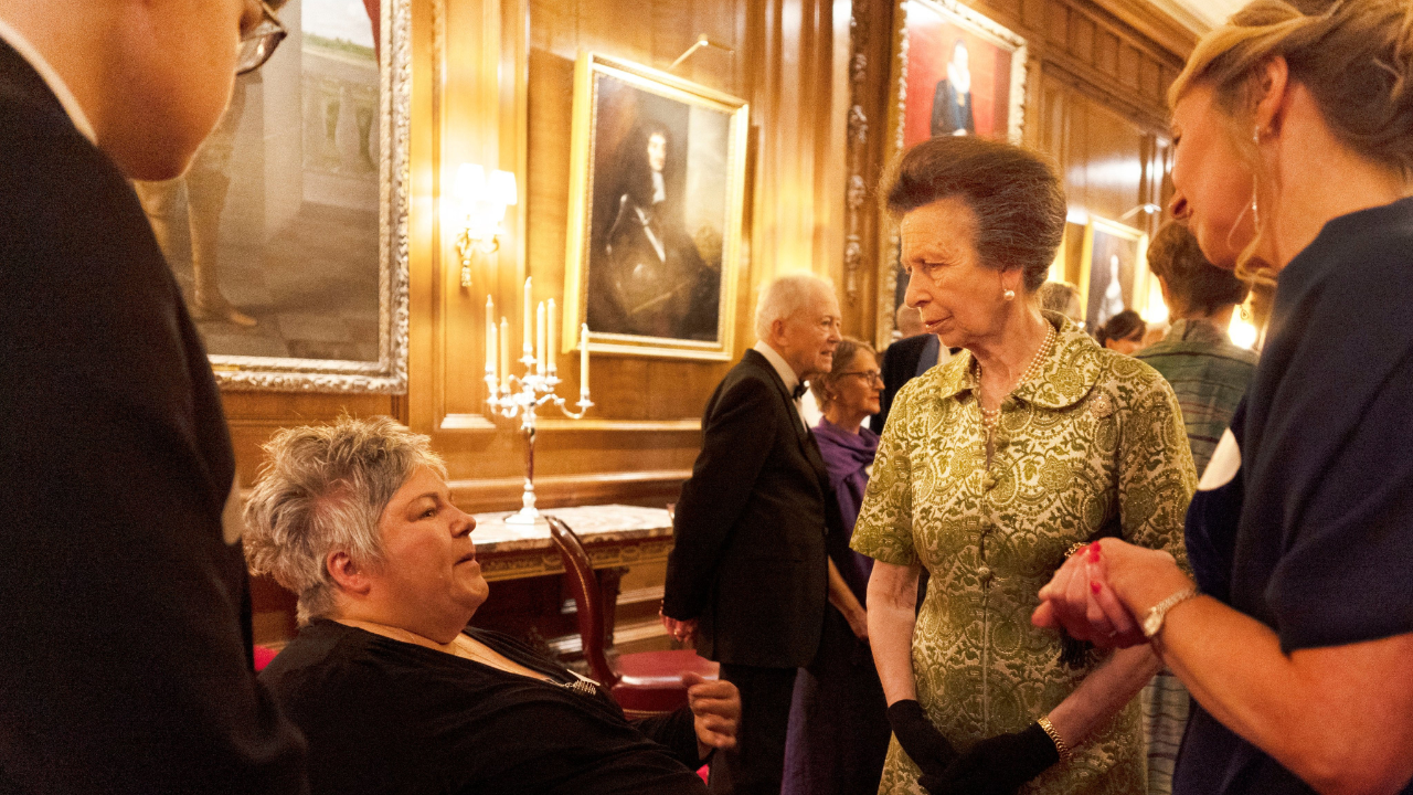 Princess Anne's fabulous gold woven dress