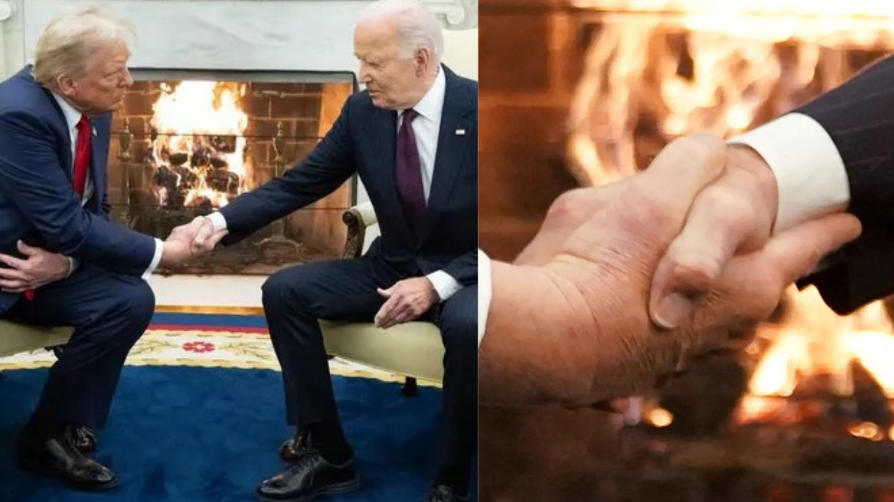 Donald Trump and Joe Biden shook hands