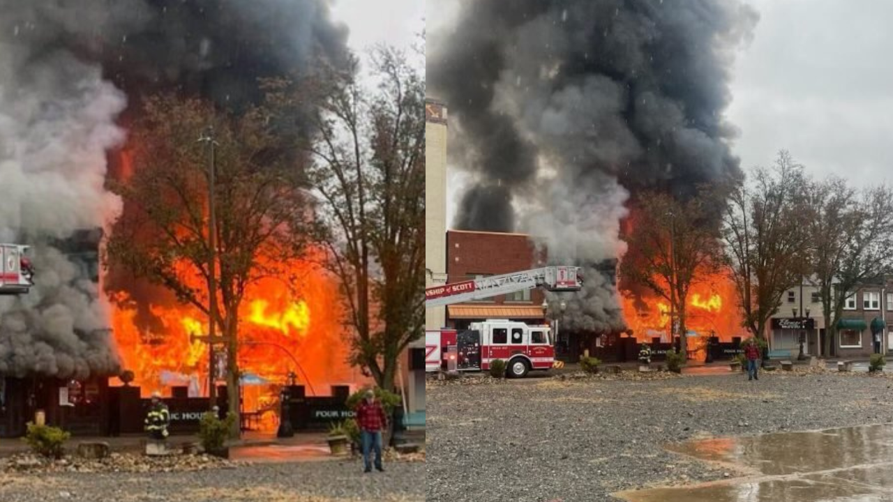 Riley&#x27;s Pour House Fire: Carnegie Pub Collapses Amid Massive Blaze | WATCH