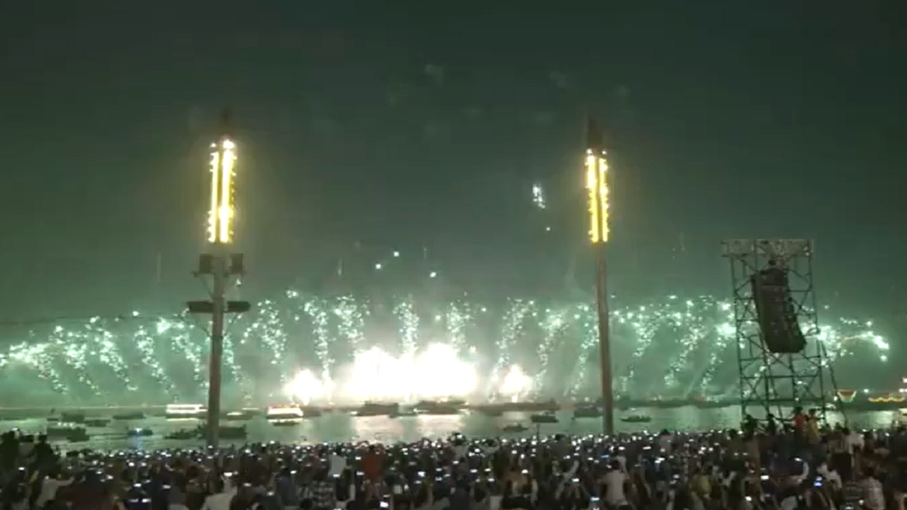 Grand Fireworks Illuminates Sky On Ganga Ghats In Varanasi