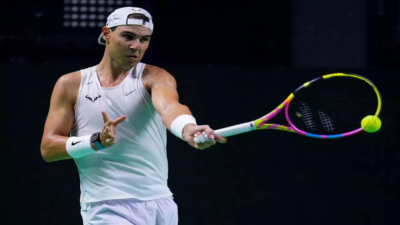 Rafael Nadal in a practice session